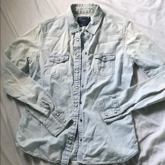 chambray denim button up top - Picture 3 of 7